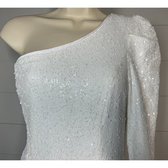 NWT Bardot x David's Bridal One Shoulder Sequin Mini Dress - Size M / 8 - Picture 4 of 13